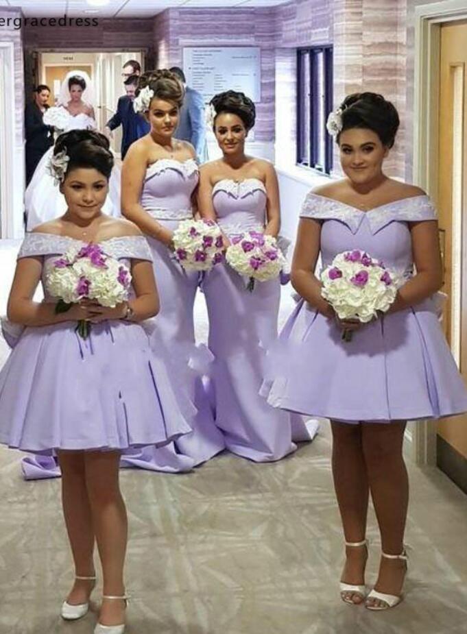 GBD270 Africa Lavender Summer Spring Off The Shoulder Short Country Garden Bridesmaid Dress