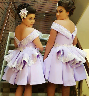 GBD270 Africa Lavender Summer Spring Off The Shoulder Short Country Garden Bridesmaid Dress