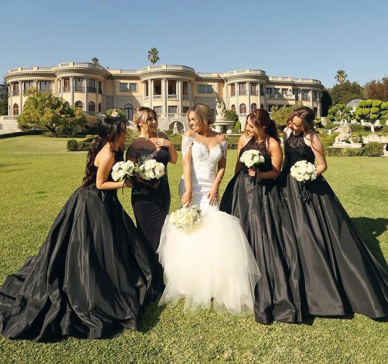 GBD273 Black Fall Halter Country Garden Bridesmaid Dress