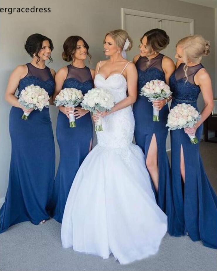 GBD276 Gray Blue Fall Halter Bridesmaid Dress