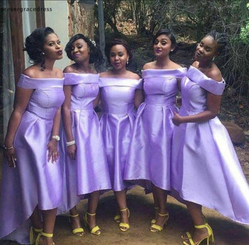 GBD283 Africa Lavender Spring Summer Satin High Low Country Bridesmaid Dress