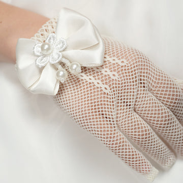 Girls Prom Party Gloves with Pearls GL002