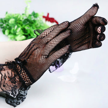 Girls Prom Party Gloves with Lace Shapes GL003