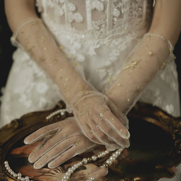 Long Gold Bridal Gloves GLA011