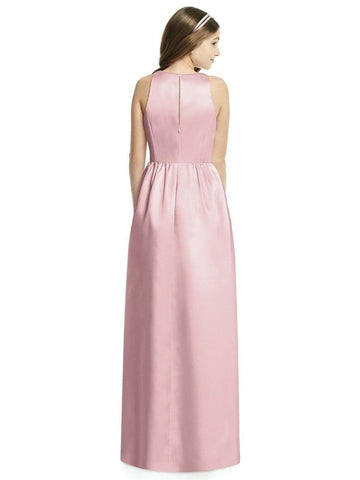 CandyPink Chiffon A-line Jewel Floor-length Junior Bridesmaid Dresses(UKJBD03-091)