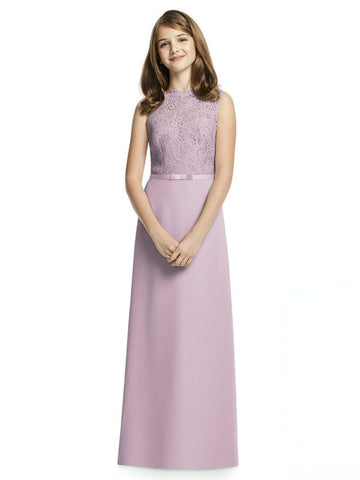 Satin Chiffon A-line Scalloped Floor-length Junior Bridesmaid Dresses(UKJBD03-093)