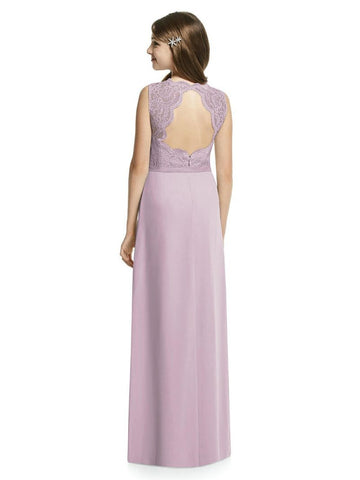 Satin Chiffon A-line Scalloped Floor-length Junior Bridesmaid Dresses(UKJBD03-093)