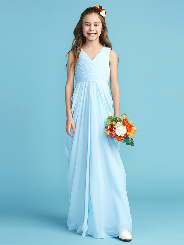 V Neck Chiffon Junior Bridesmaid Dress BDJFGD008