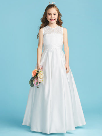 Satin Junior Bridesmaid Dress First Communion Dress with Bows BDJFGD009