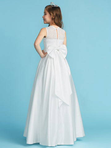Satin Junior Bridesmaid Dress First Communion Dress with Bows BDJFGD009
