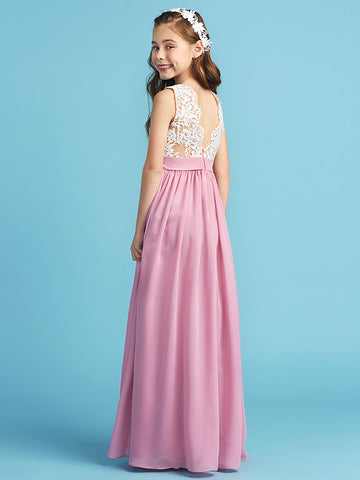 Lace V Neck Chiffon Junior Bridesmaid Dress Flower Girl BDJFGD011