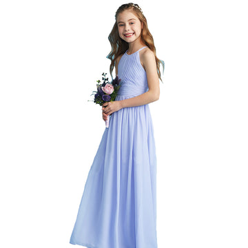 Long Halter Chiffon Junior Bridesmaid Dress Flower Girl Dress BDJFGD014