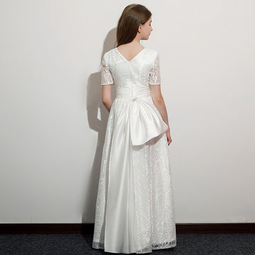 Half Sleeved Lace Junior Bridesmaid Dress BDJFGD048