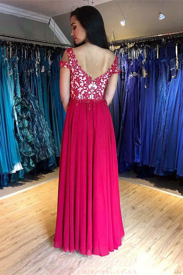 Red Lace Appliques A Line Prom Dress JTA0331