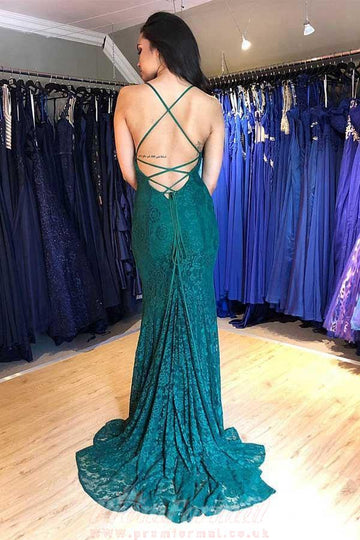 Ink Lace Straps Mermaid Evening Dress JTA0341
