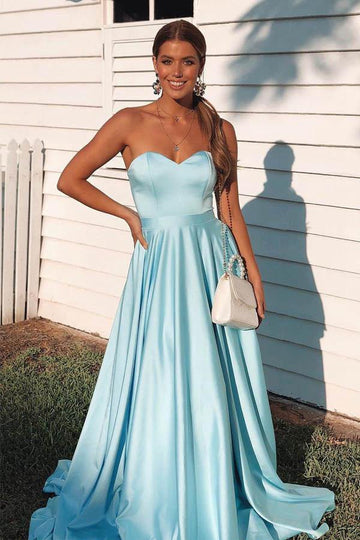 Sweetheart A Line Ice Blue Prom Dress JTA1211