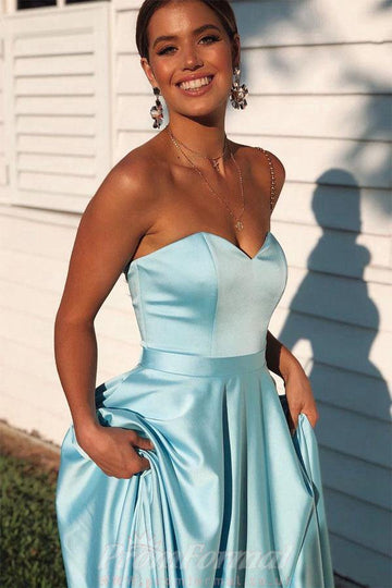 Sweetheart A Line Ice Blue Prom Dress JTA1211