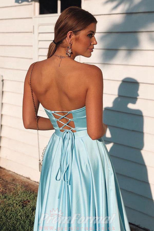 Sweetheart A Line Ice Blue Prom Dress JTA1211