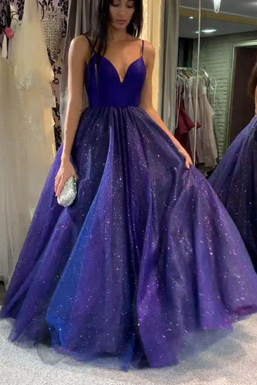 A Line V Neck Royal Blue Prom Dress JTA1661