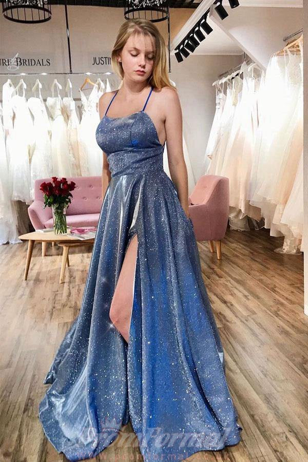 Light blue prom dress with on sale pockets
