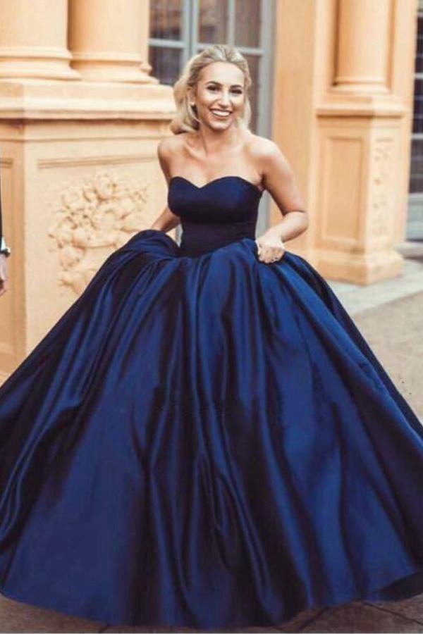 Ball Gown Sweetheart Burgundy Dark Navy Prom Dress JTA1891