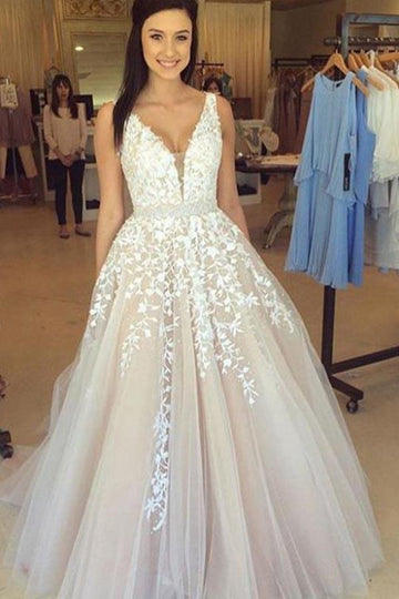 Princess Pink V Neck Light Prom Dress JTA2071