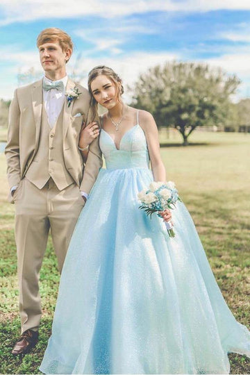 Princess Spaghetti Straps Light Blue Prom Dress JTA2211