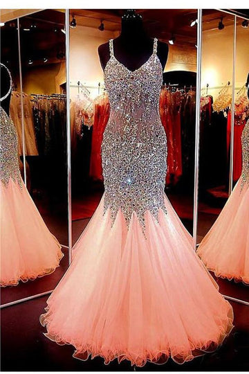 Mermaid Open Back Pink Evening Formal Dress JTA3011