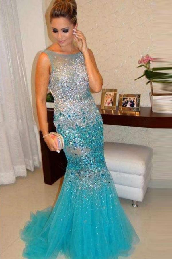 Luxurious Mermaid Beading Crystal Evening Dress JTA3431