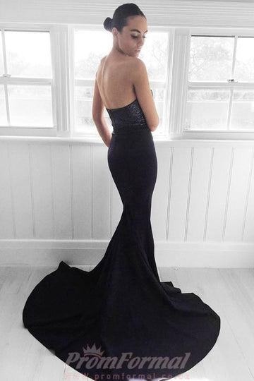 Sequins Sweetheart Navy Blue Sexy Mermaid Prom Dress JTA3491