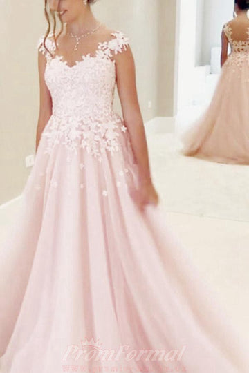 A Line Pink Chiffon Long Prom Dress JTA3981