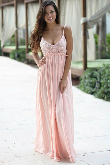 A Line Straps Pink Chiffon Formal Dress JTA4101