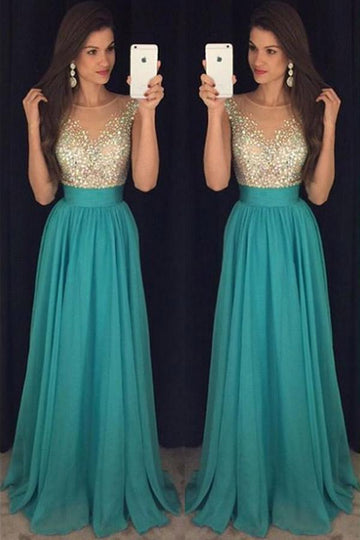 Crystal Ink Blue Chiffon Prom Dress JTA4401