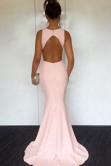 Mermaid Pearl Pink Open Back Prom Dress JTA4561