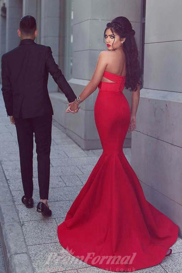 Mermaid Sweetheart Red Satin Evening Dress JTA5661