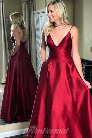 Red Spaghetti Straps A Line Prom Dress JTA5811