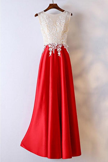 A Line White And Red Lace Formal Dress For Women JTA5951