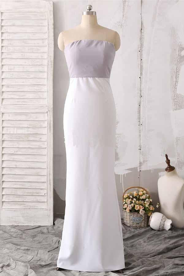 White Sheath Prom Dress With Back Slit JTA6481