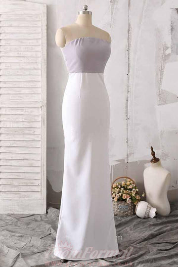 White Sheath Prom Dress With Back Slit JTA6481