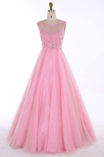 Princess Pink Prom Dress With Beading Appliques JTA7041