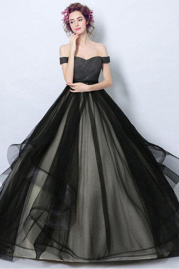 Black Princess Off Shoulder Prom Dress JTA7051