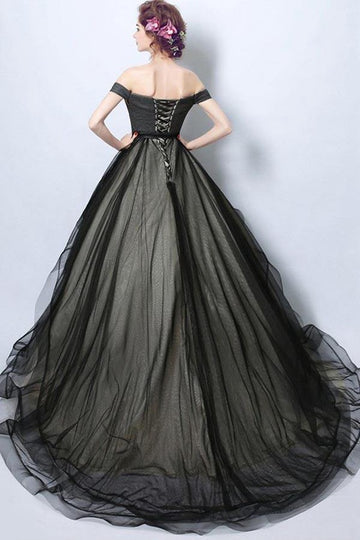Black Princess Off Shoulder Prom Dress JTA7051