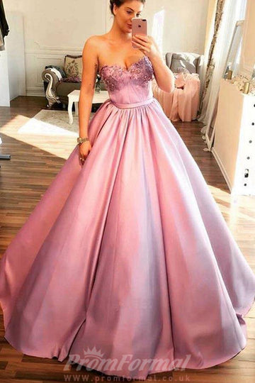 Ball Gown Sweetheart Lavender Prom Dress with Appliques JTA7121