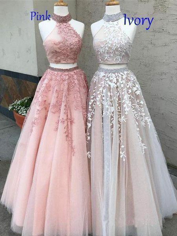 Light pink two piece prom dress outlet