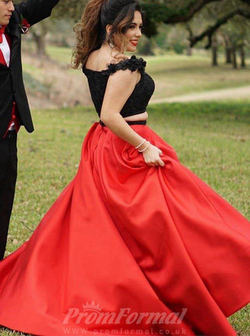 Two Piece Off The Shoulder Red Prom Dress JTA7801