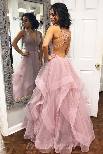 Lavender Purple Ruffled Tulle Prom Dress JTA8231