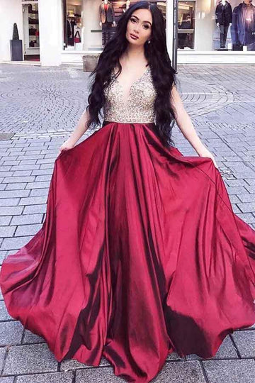 Princess Beaded Burgundy Prom Dress JTA8621