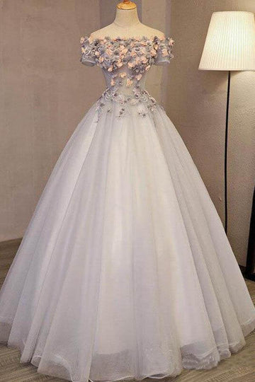 White Off The Shoulder Princess Prom Quinceanera Dress JTA9401