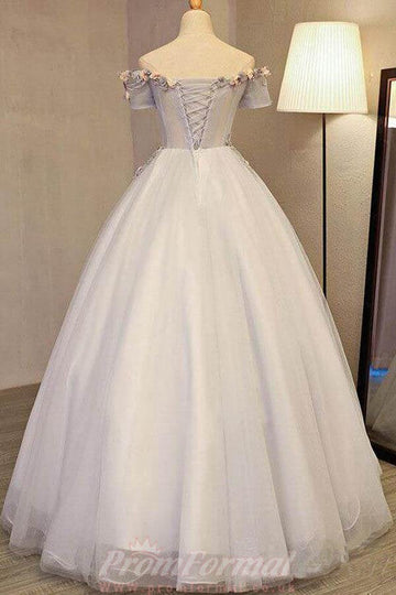 White Off The Shoulder Princess Prom Quinceanera Dress JTA9401