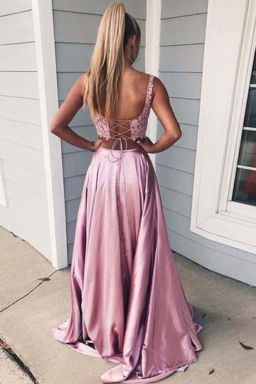 Two Piece High Low Pink Formal Dress JTA9521
